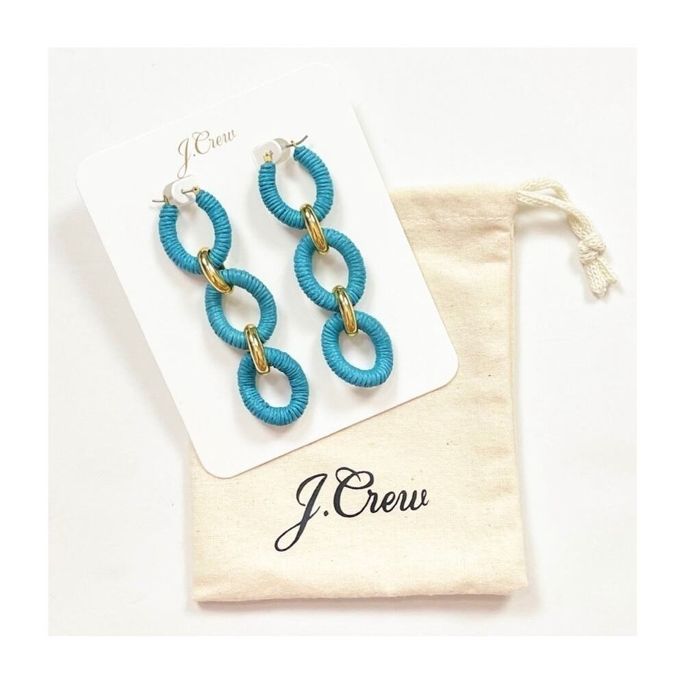J. Crew Cotton Raffia-Wrapped Chain Earrings